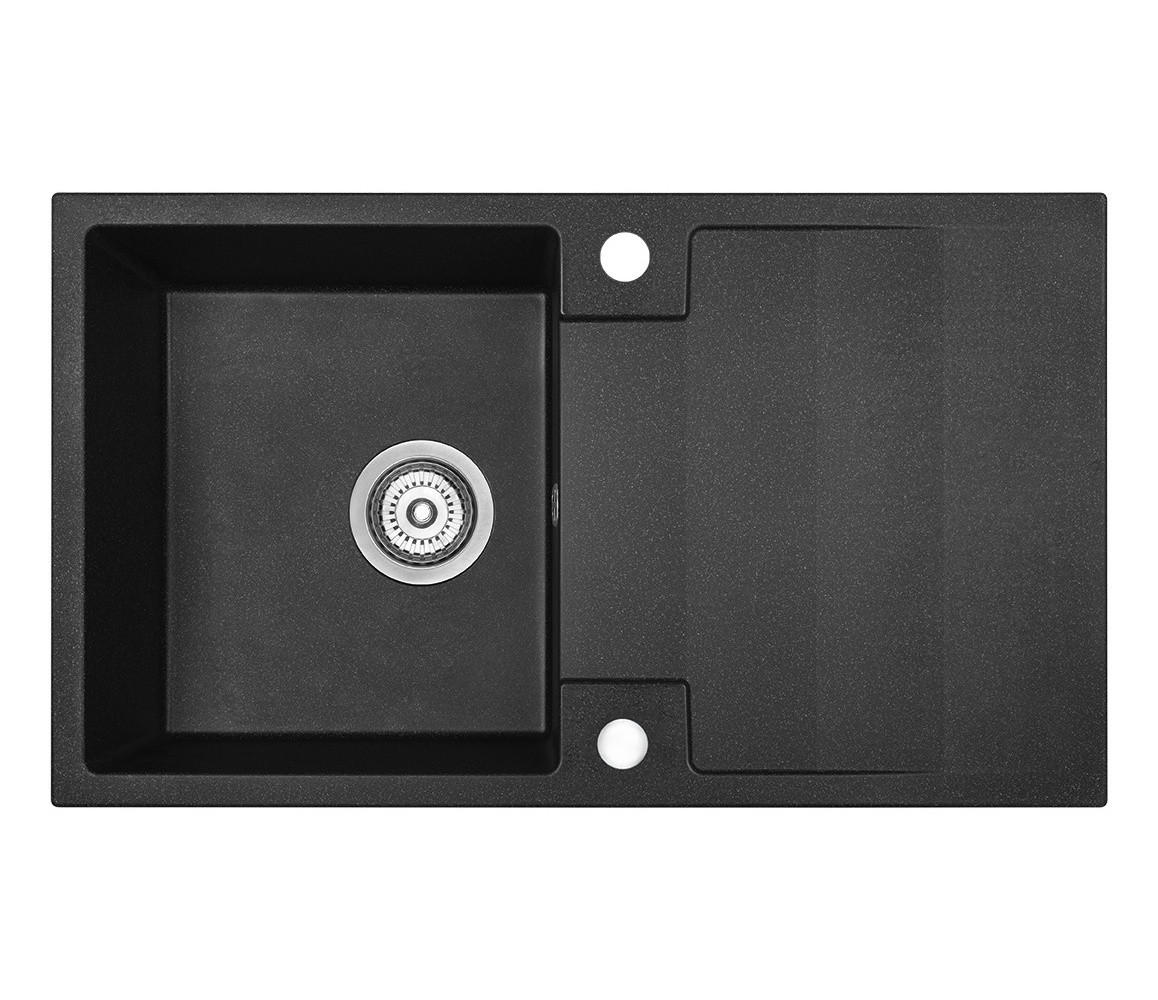 EINBAUSPÜLE RAB Schwarz, Einzelbecken, 44/76/17,5 cm - Schwarz, Stein (44/17.5/76cm) - bad land