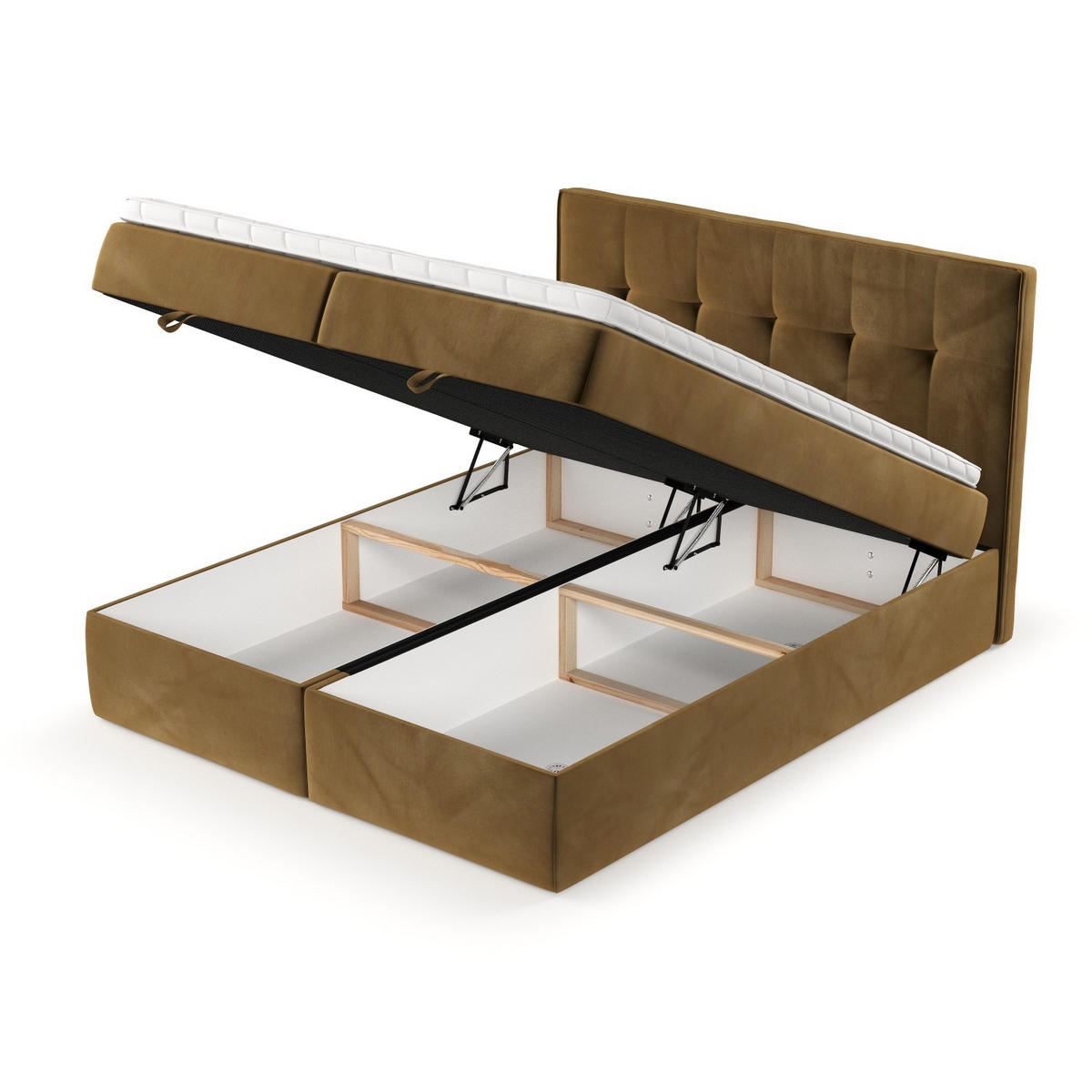 BOXBETT Tivra 200/200 cm Honiggelb im Kronos Stoff - Schwarz/Honig, Holz/Holzwerkstoff (200/200cm) - AltaBeds