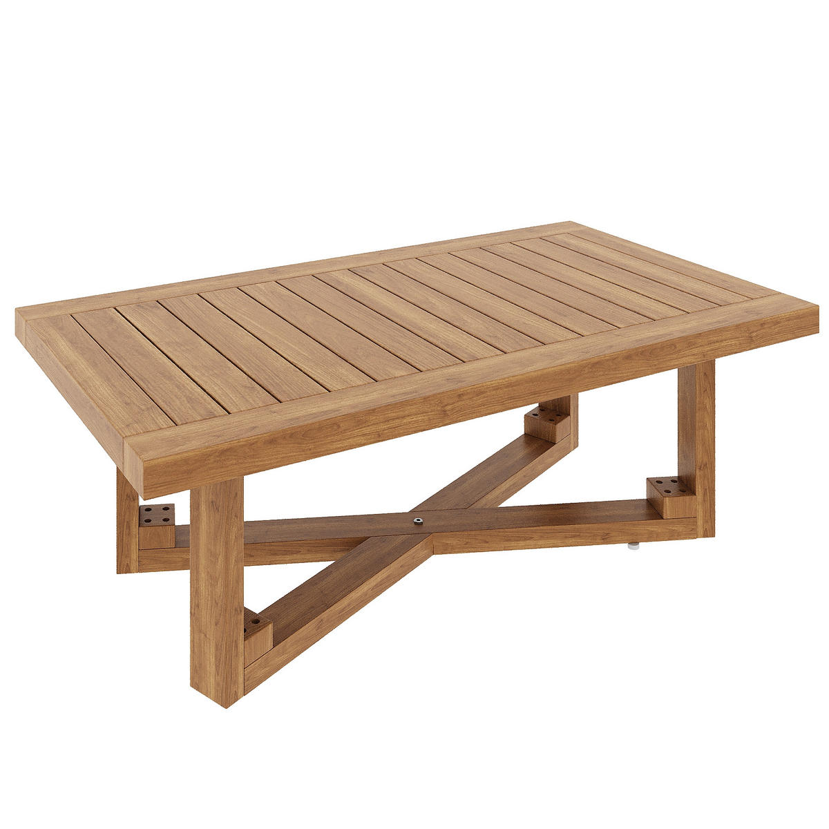 GARTENLOUNGE Akazienholz 6 Sitzer Ecksofa Tisch Hocker Kissen - Grau, Holz - FLIEKS