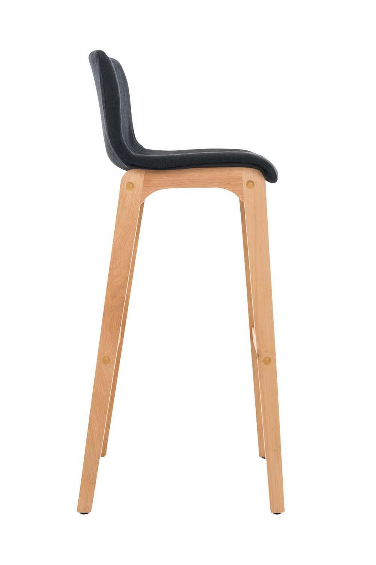 BARHOCKER Stoff schwarz - Eukalyptusholzfarben/Schwarz, Holz/Textil (41/101/46cm) - CLP