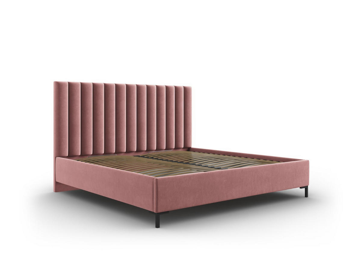 BETT mit Bettkasten und Kopfteil Allison aus Samt rosa 160x200cm - Pink, Textil (160/200cm) - Micadoni
