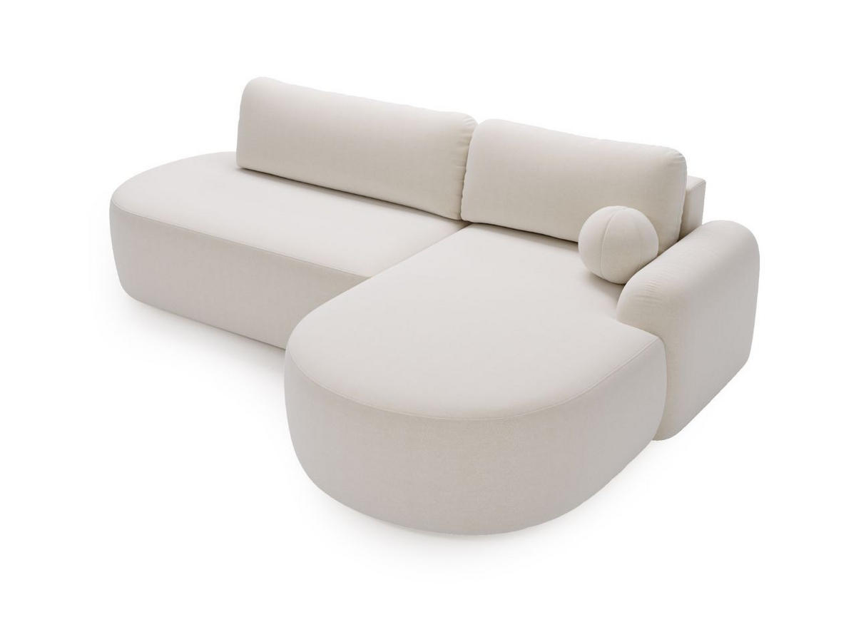 ECKSOFA Aurio O Bouclé-Stoff Weiß Rechts - Weiß, Holz/Textil (271/177cm) - Graingold