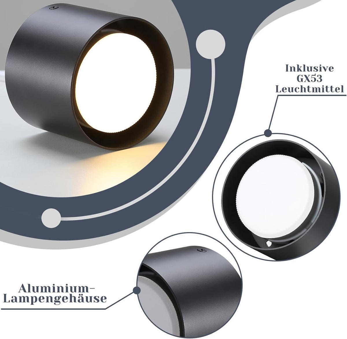 LED-DECKENLEUCHTE Hargenhainbach 10.0/10.0/10 cm - Schwarz, Metall (10/10/10cm) - ZMH