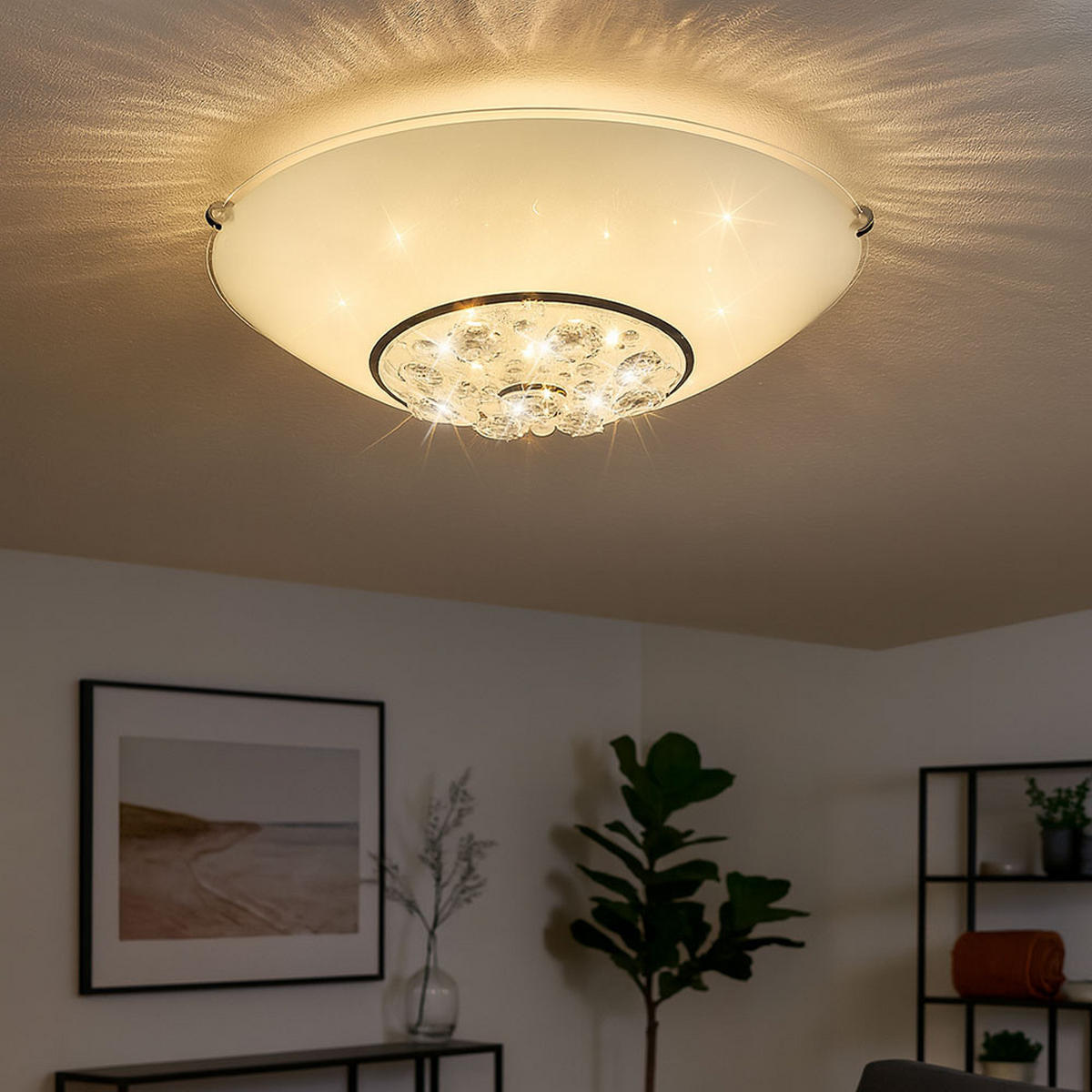 LED DECKENLEUCHTE Metall Kristall Silber - Silberfarben, Glas (30/30/11cm) - Globo Lighting