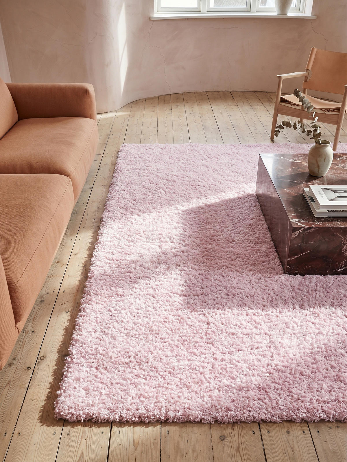 TEPPICH Hochflor Unifarben Polypropylen Wohnzimmer Shaggy Pink Rechteckig 240x340 - Rosa, Textil (340/240cm) - KADIMA DESIGN
