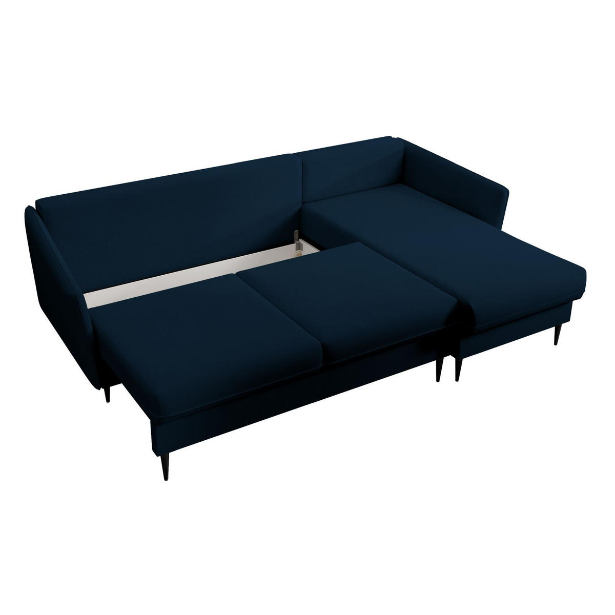ECKSOFA Volio Dunkelblau Samt 223 cm - Schwarz/Dunkelblau, Textil/Metall (223/145cm) - Selsey