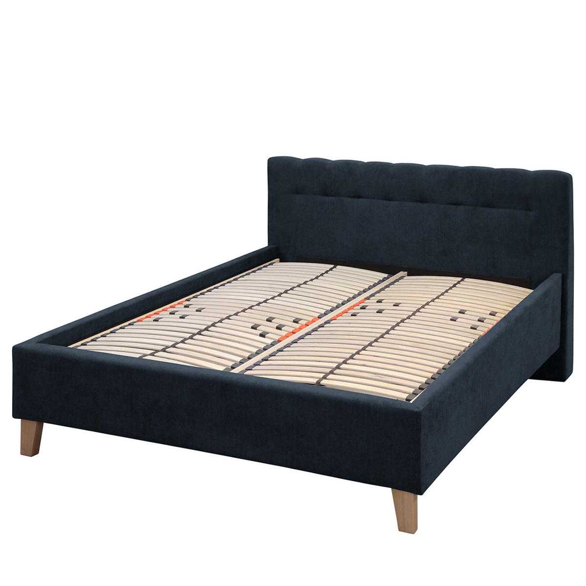 POLSTERBETT - Samt - Dunkelblau, Holz/Textil (160/200cm) - home24