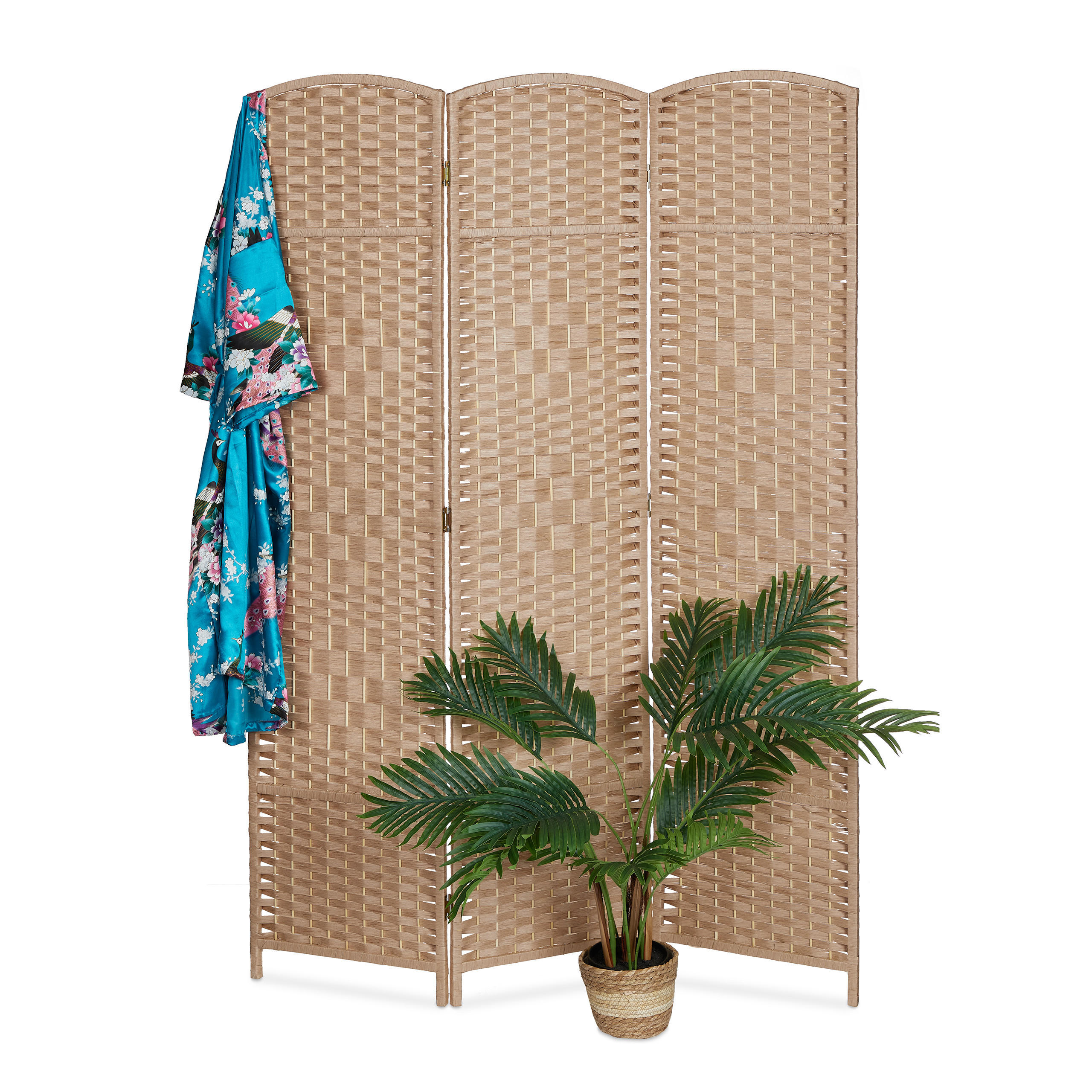 PARAVENT - Hellbraun, Holz/Papier (120/170/2cm) - Relaxdays