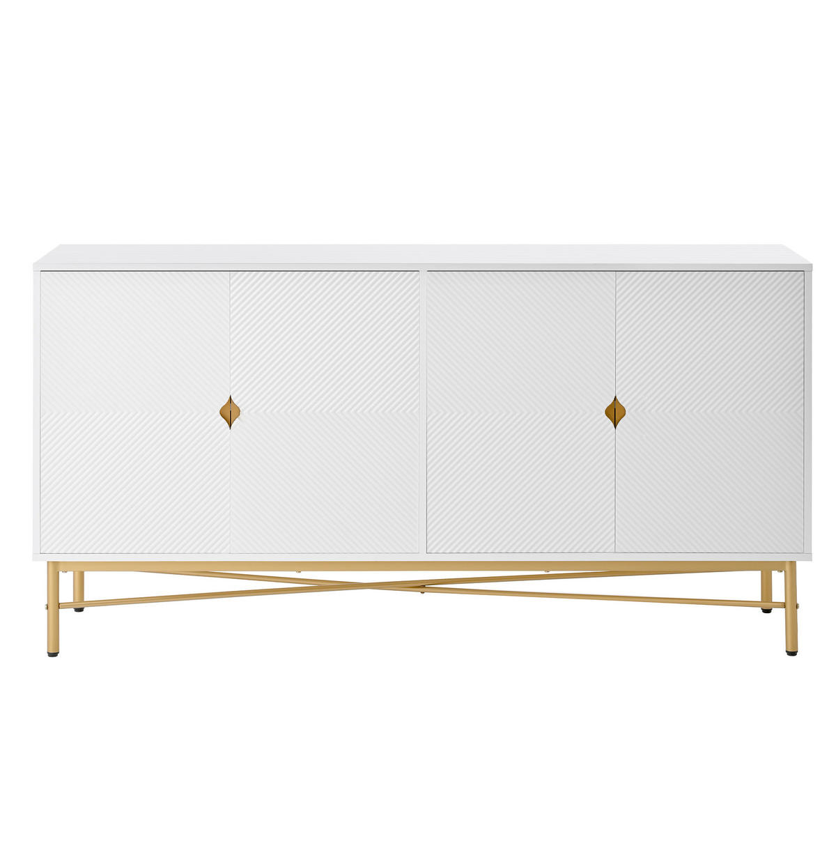 SIDEBOARD 160/40/82 cm z MDF a dřevotřísky bílá se 4 dvířky a tlumeným dovíráním - bílá, kompozitní dřevo (160/82/40cm) - Modenvie