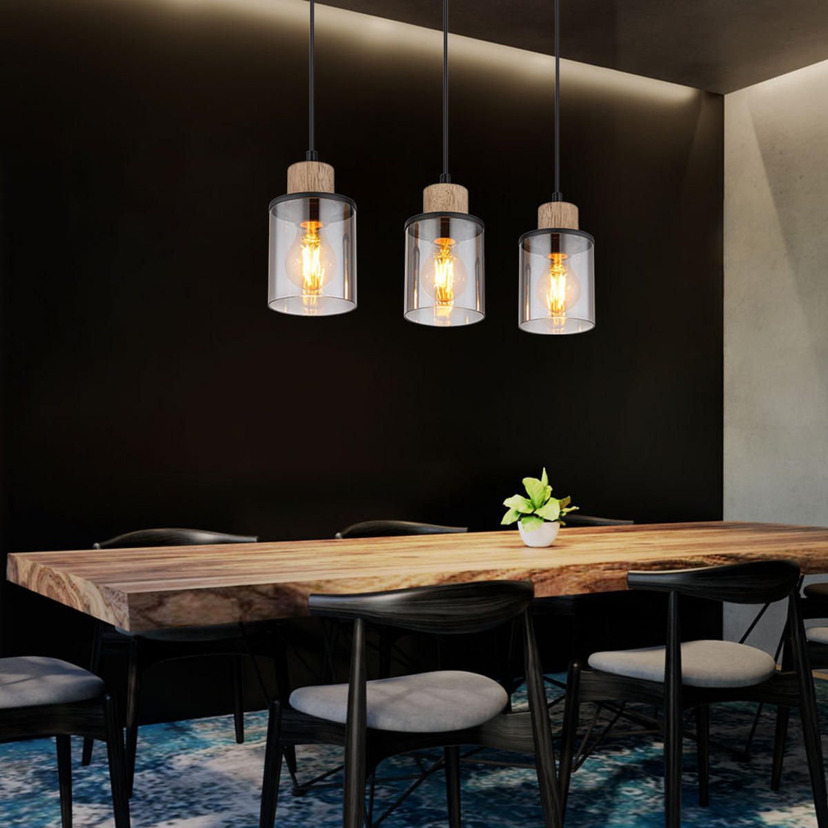 HÄNGELEUCHTE REID Holz Braun Grau - Grau, Holz (55/10/120cm) - Globo Lighting