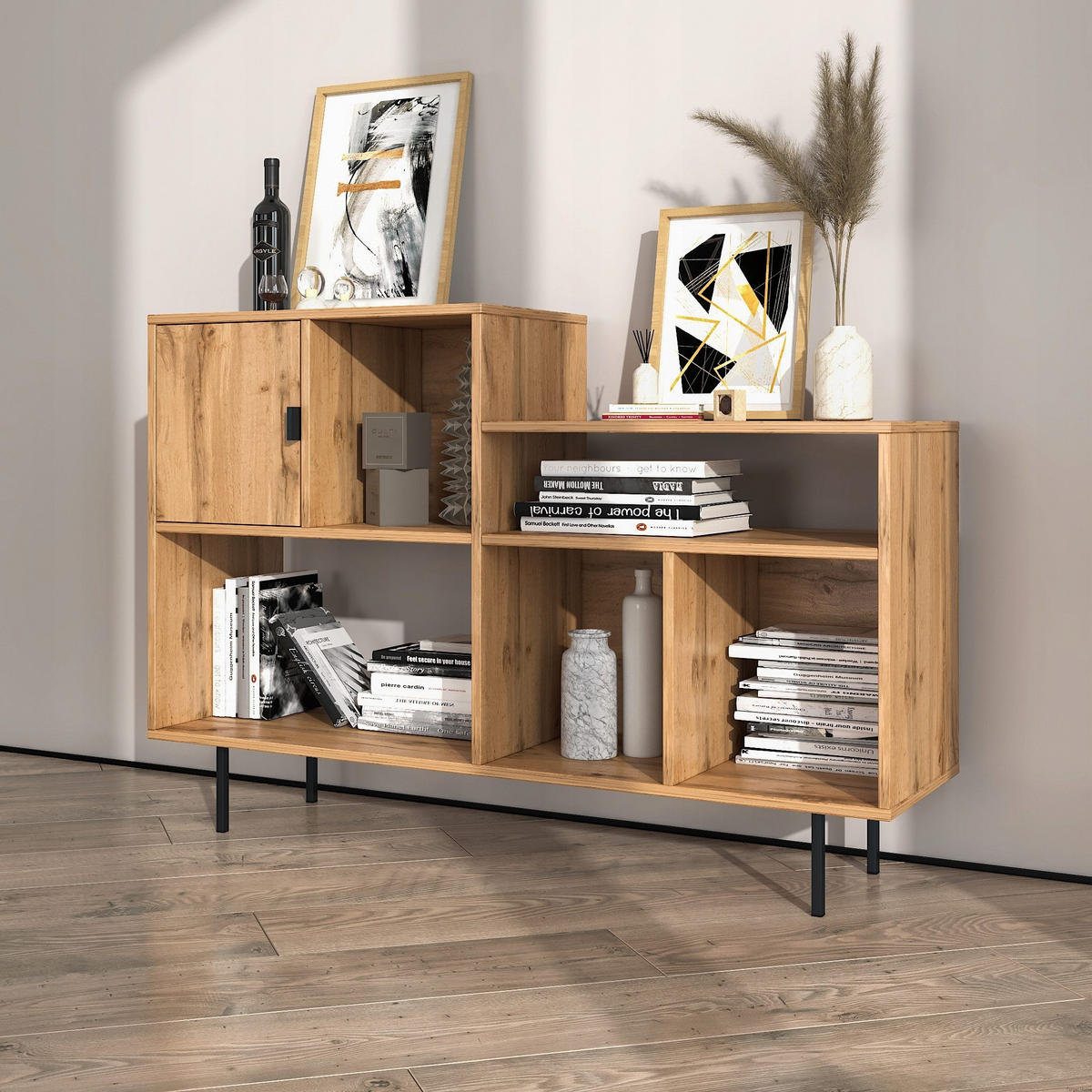 TV-BOARD mit Metallbeinen - Eiche Wotan, Holzwerkstoff (125/85/35cm) - Target Home