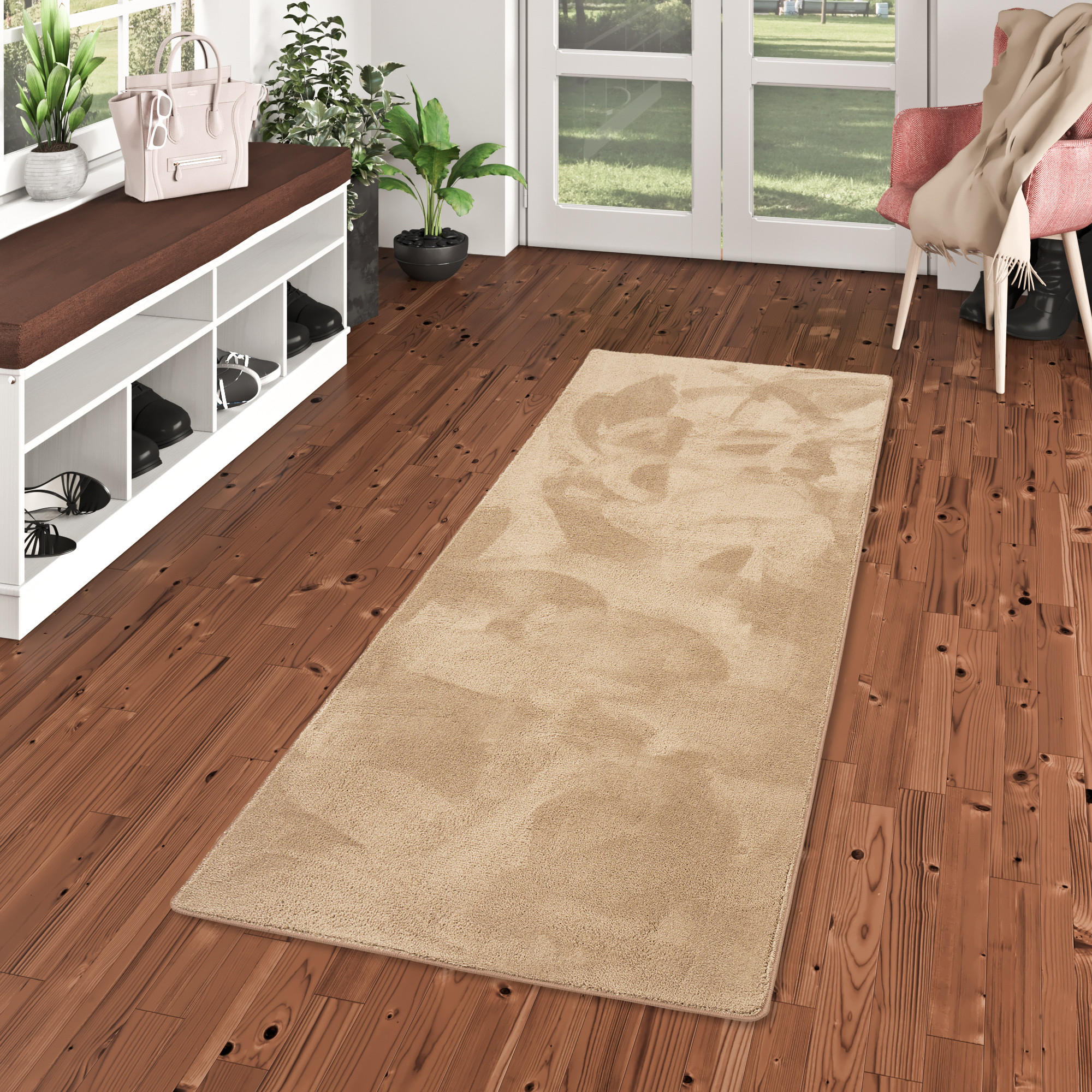 LUXUS SUPER SOFT HOCHFLOR LANGFLOR TEPPICH LÄUFER DELUXE - Taupe, Textil (80/320cm) - Snapstyle
