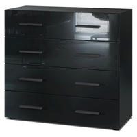 KOMMODE Den, Sideboard mit 4 Schubladen, Made in Germany, Moderner Schrank, Schwarz matt / Schwarz Hochglanz (76 x 72 x 35 cm) - Schwarz Hochglanz, Holzwerkstoff (76/72/33cm) - InnoFurn