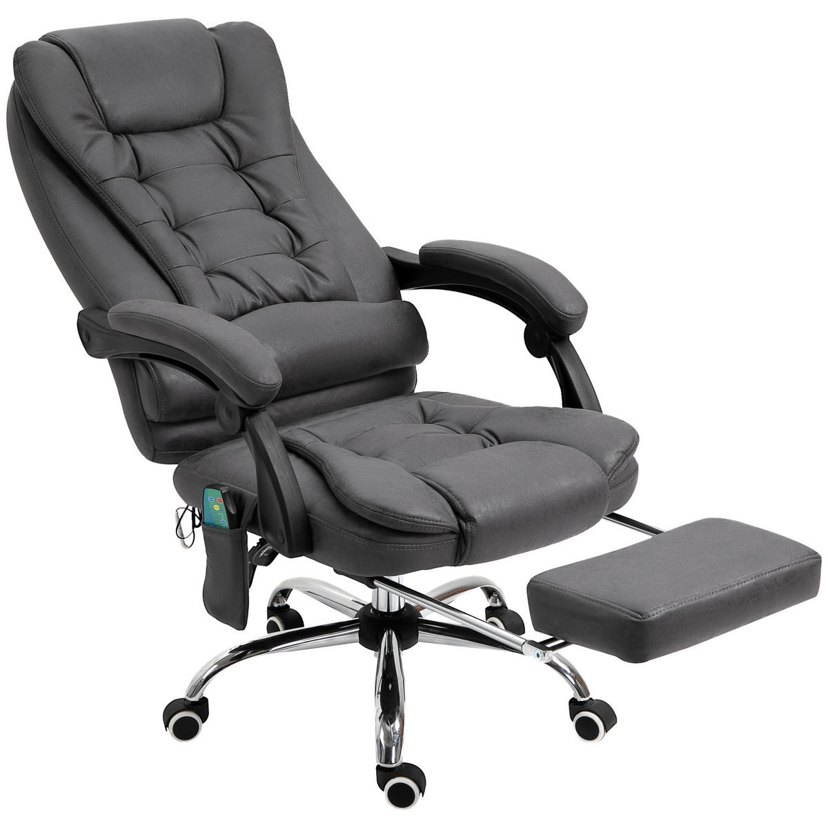 DREHSTUHL DE-05225 Massage, neigbar & Liegefunktion Grau - Blau, Metall (70/119/65cm) - ComfortXL