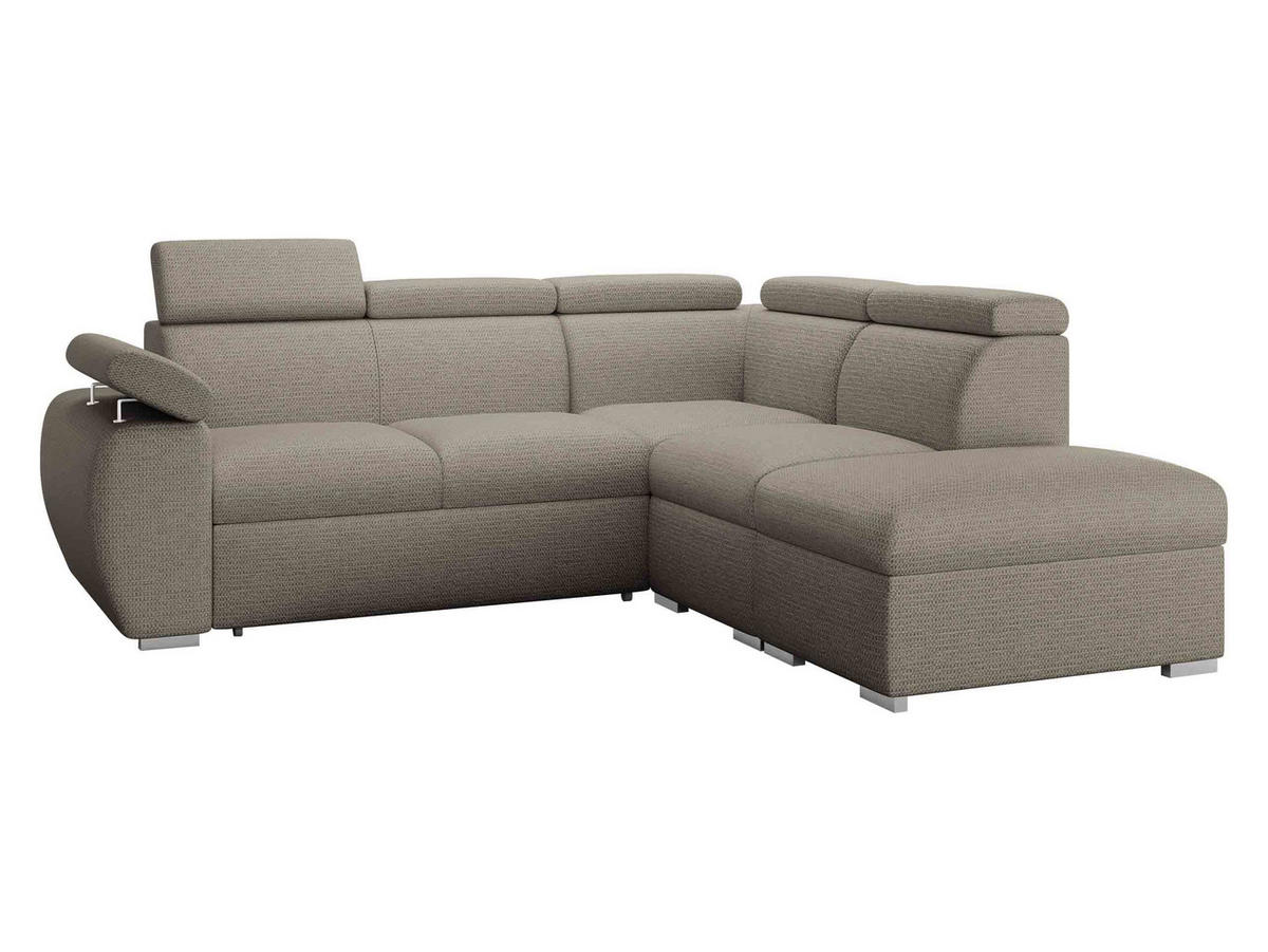 ECKSOFA Boston 2RR1P, Seite: Rechts 2R+R+1P(65)+PUFAP - Kaschmir/Silberfarben, Holz/Textil (260/230cm) - MIRJAN24