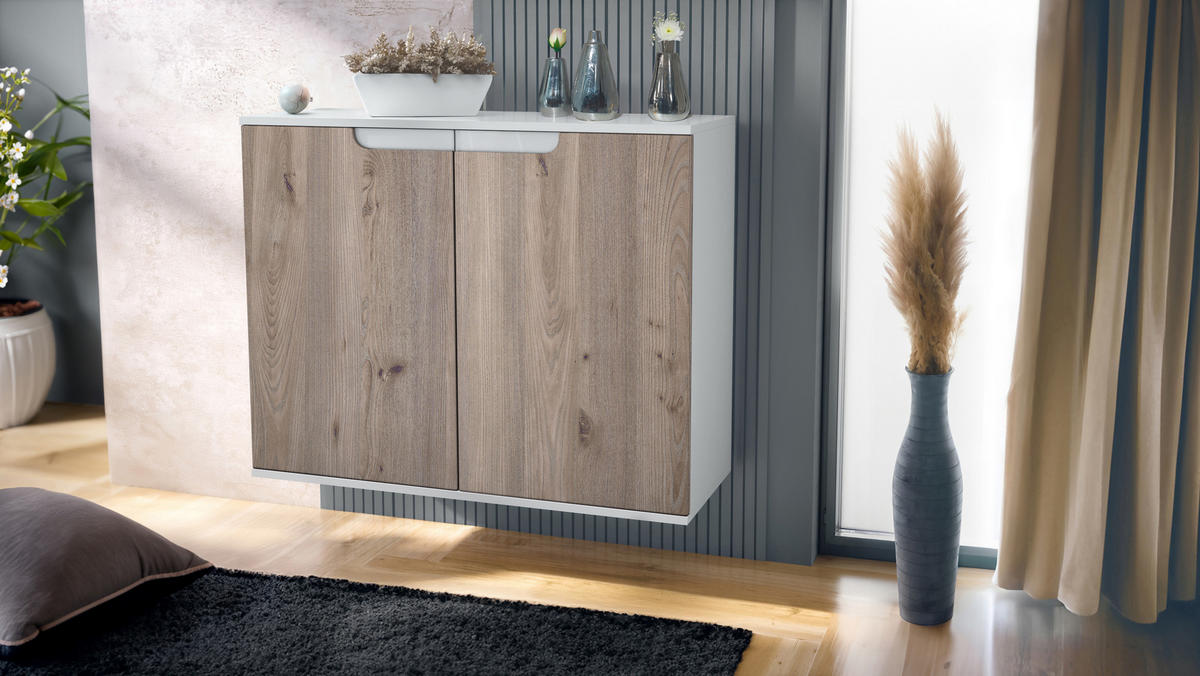 KOMMODE Sylt Eiche Nordic - Silbereichenfarben, Holzwerkstoff (92.5/73.5/35cm) - Vladon