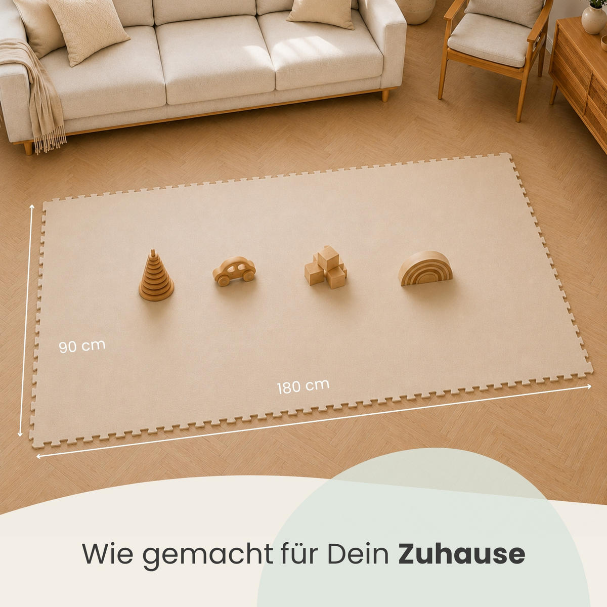 SPIELMATTE ab Null - 180/90/1 cm Puzzlematte Beige - Beige, Kunststoff (30/30cm) - Littletom