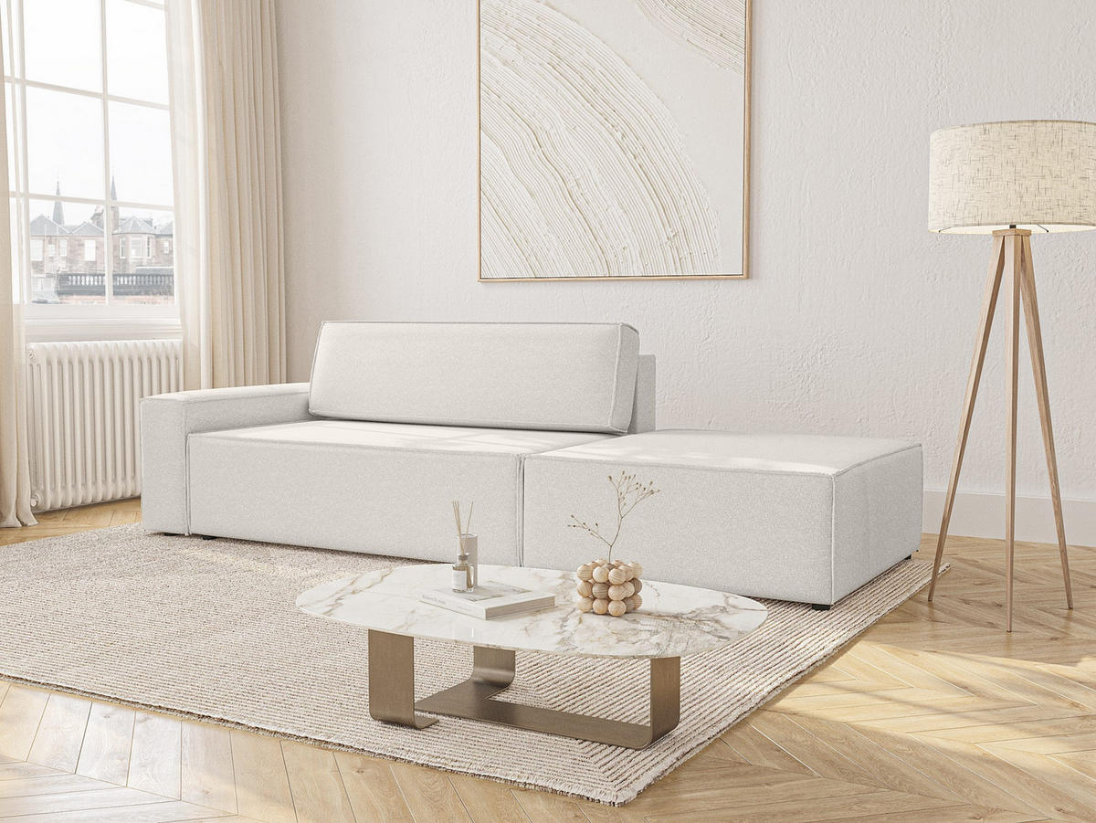 SCHLAFSOFA Lummo Si mit Schlaffunktion, Cremeweiß - Weiß, Textil (263/70/100cm) - Fedve