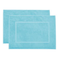 BADEMATTE, 2er-Set, 50x70 cm, 100% Baumwolle - Blau, Textil (50/70cm) - Zollner