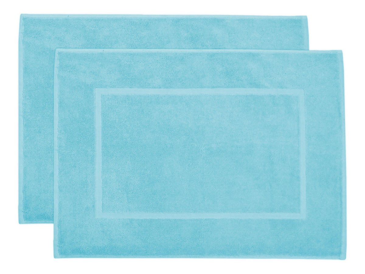 BADEMATTE, 2er-Set, 50x70 cm, 100% Baumwolle - Blau, Textil (50/70cm) - Zollner