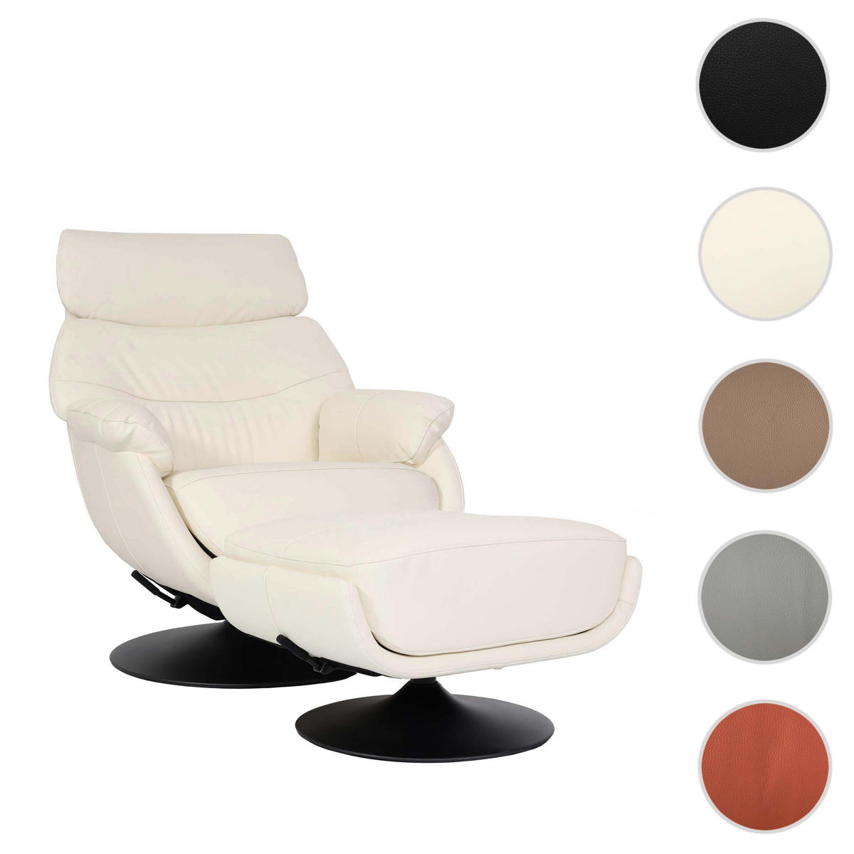 RELAXSESSEL MIT HOCKER Cremeweiß - Weiß, Textil (78/99/80cm) - MCW