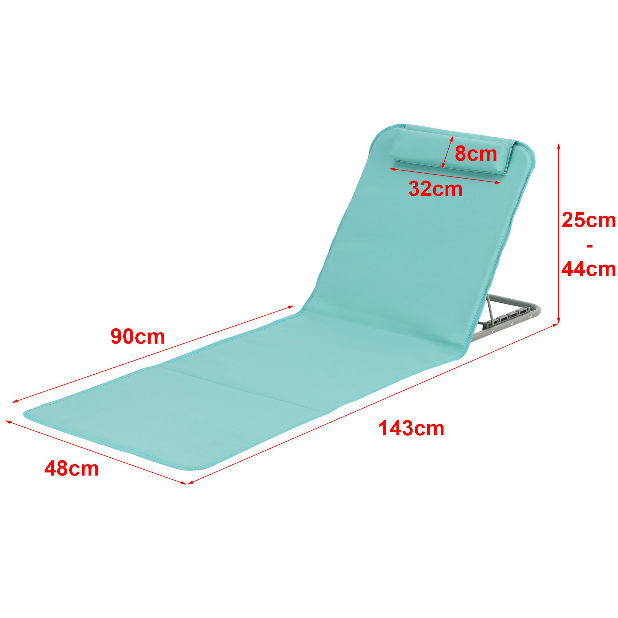 STRANDMATTEN-SET 2 TLG. Donostia - Türkis, Textil/Metall (143/44/48cm) - [en.casa]