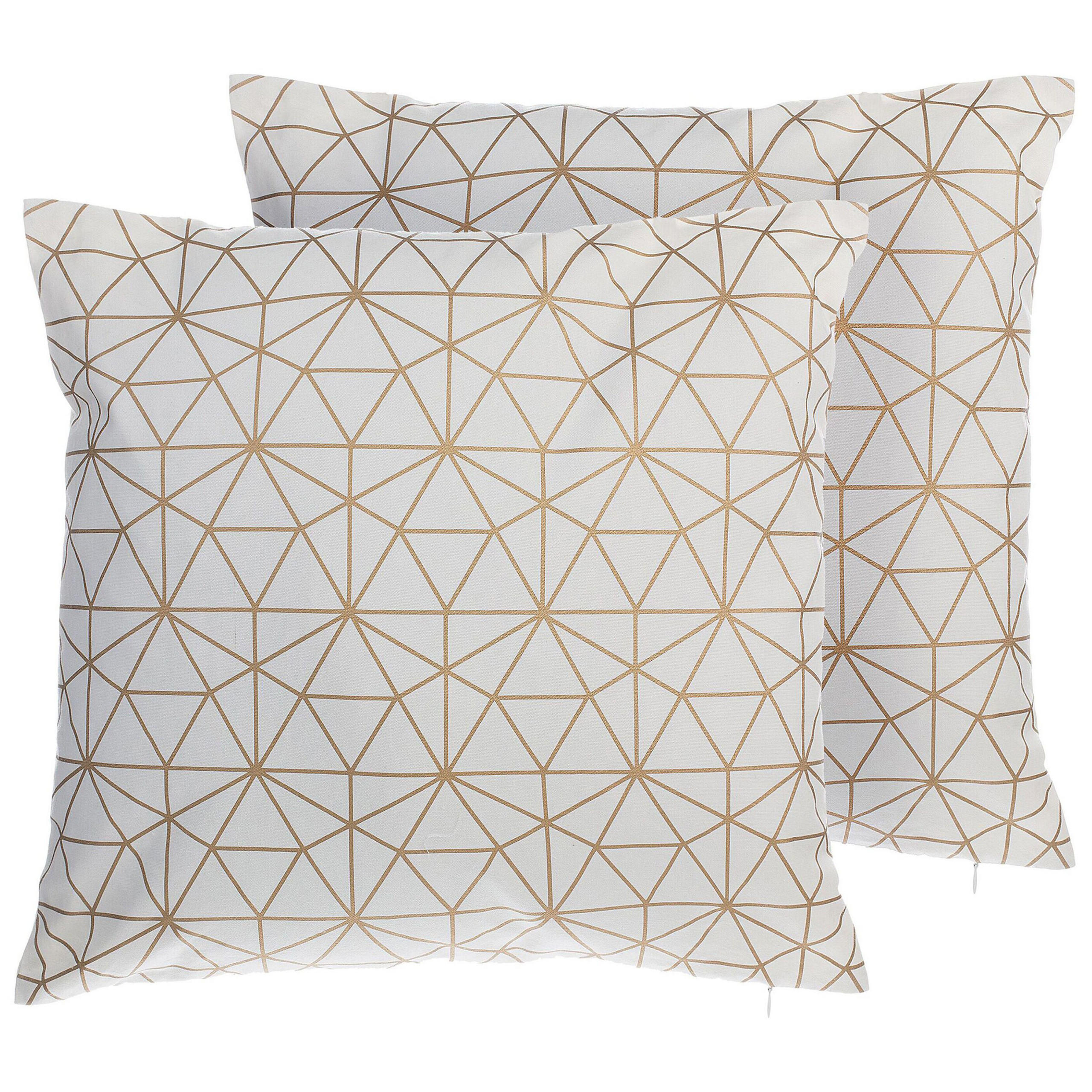 DEKOKISSEN 2er-Set Weiß 45/45 cm Sedum - Weiß, Naturmaterialen/Textil (45/45cm) - Beliani