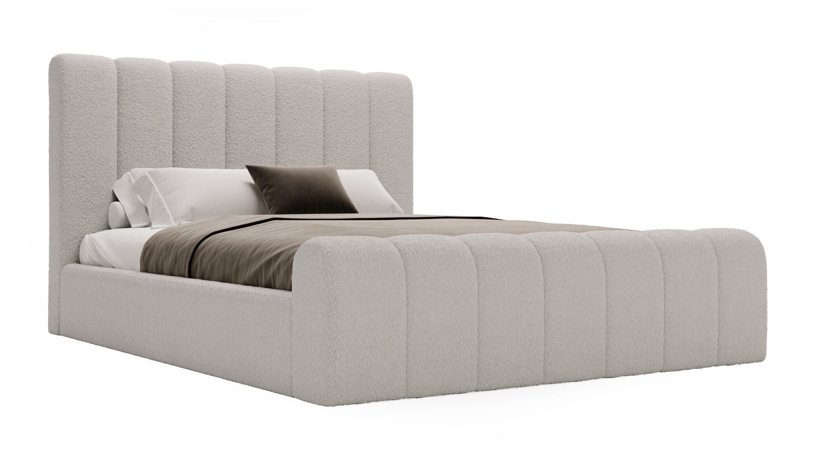 POLSTERBETT 160x200 Valetta mit Bettkasten, Bouclé Hellgrau - Hellgrau, Holz/Textil (160/200cm) - Emporius