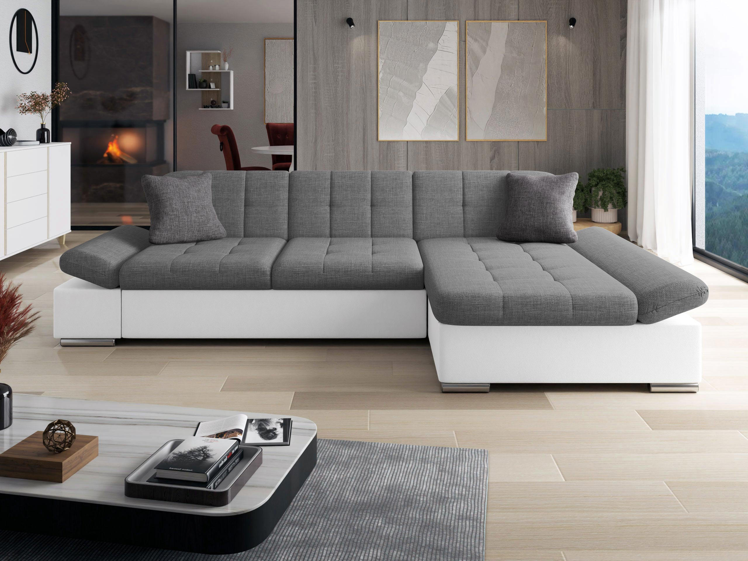 ECKSOFA Malwi, Seite: Rechts - Weiß, Holz/Textil (278/161cm) - MIRJAN24