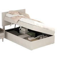 POLSTERBETT aus Leinen und MDF 90x200 cm Beige mit Lattenrost und Stauraum - Beige, Holzwerkstoff (90/200cm) - IVMEU