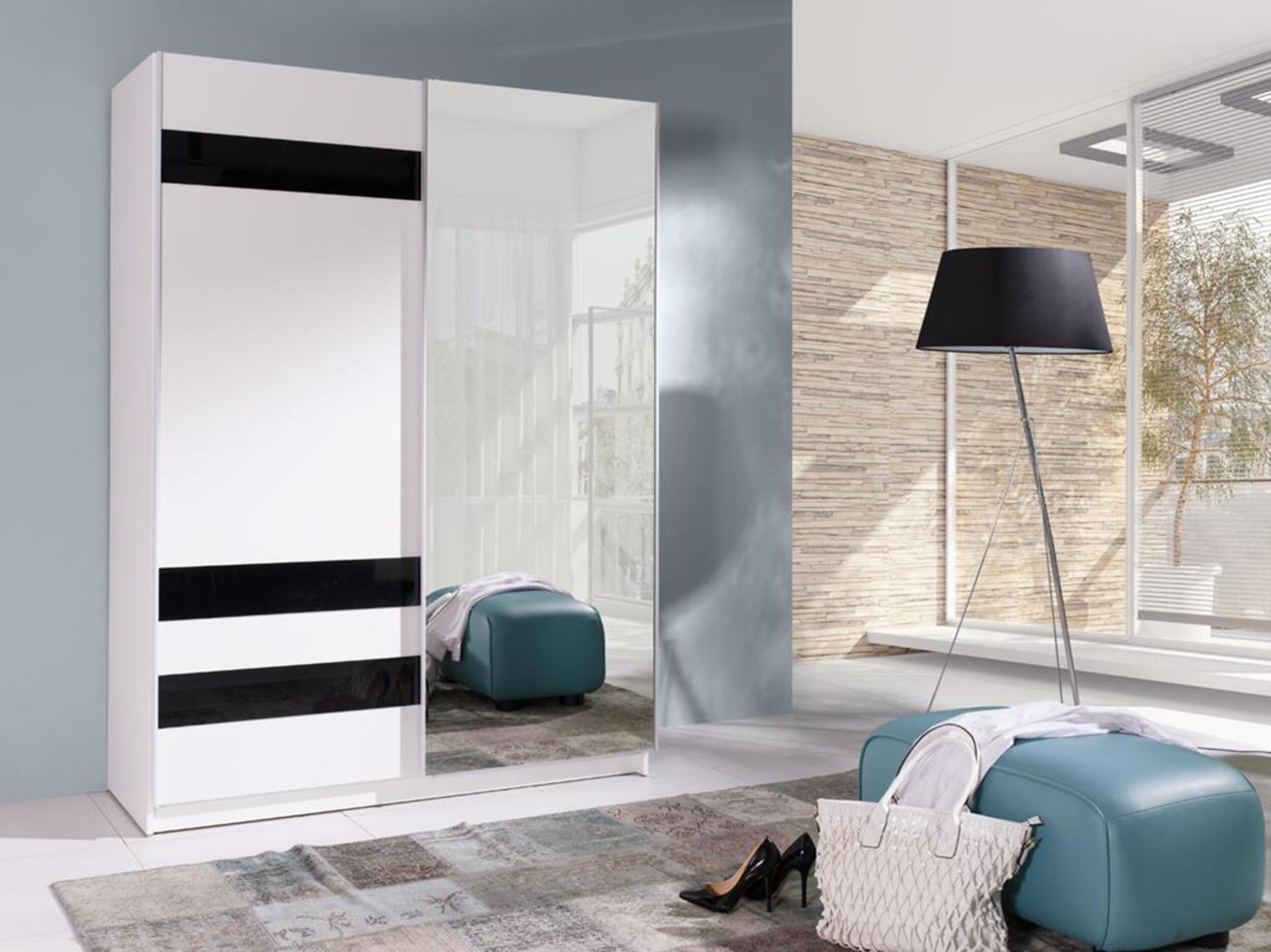 Thumbnail - Möblo Schiebetürenschrank, Weiß, Holzwerkstoff, Rechteckig, 150x206x62 cm, Schlafzimmer, Kleiderschränke, Schwebetürensc...