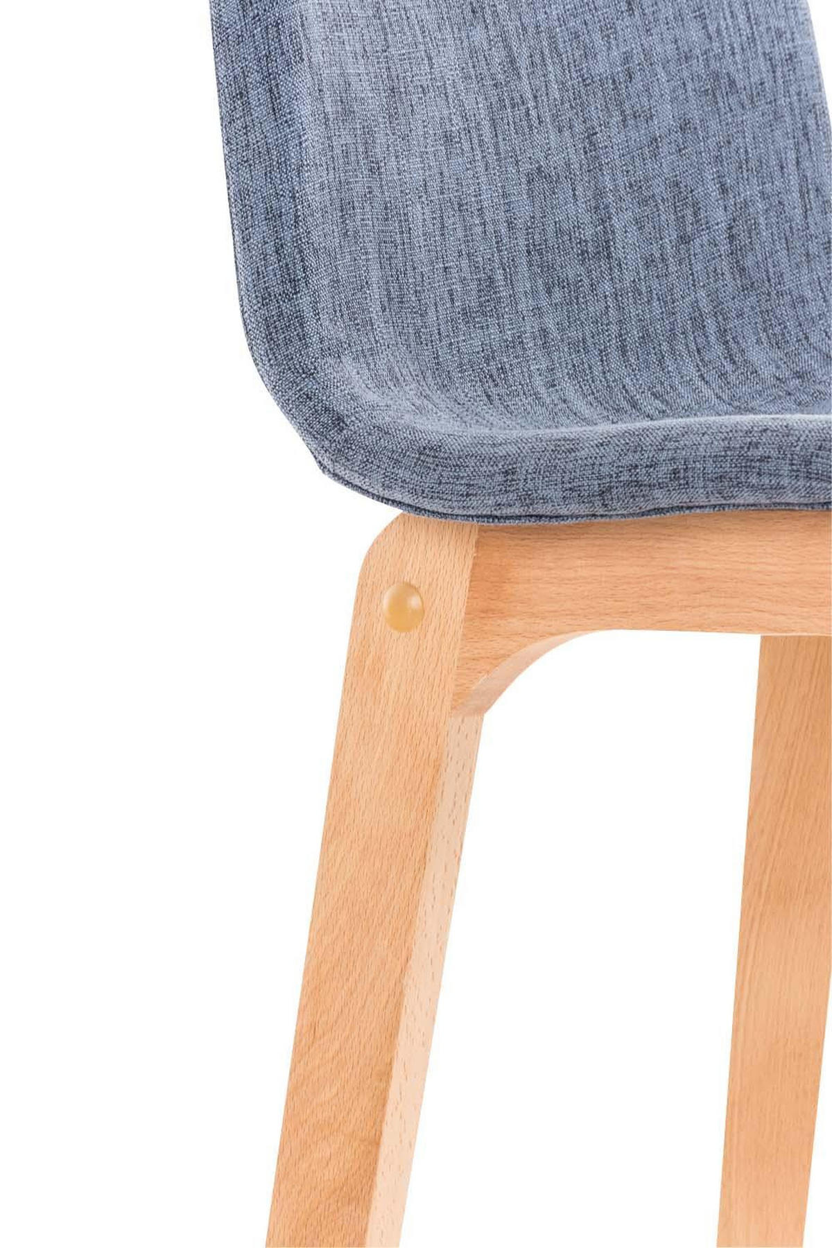 BARHOCKER Stoff blau - Blau/Eukalyptusholzfarben, Holz/Textil (41/101/46cm) - CLP