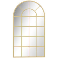 WANDSPIEGEL DE-14330 industrielles Fenster-Design 110x65 cm Gold - Goldfarben, Metall (100/65/2.5cm) - ComfortXL