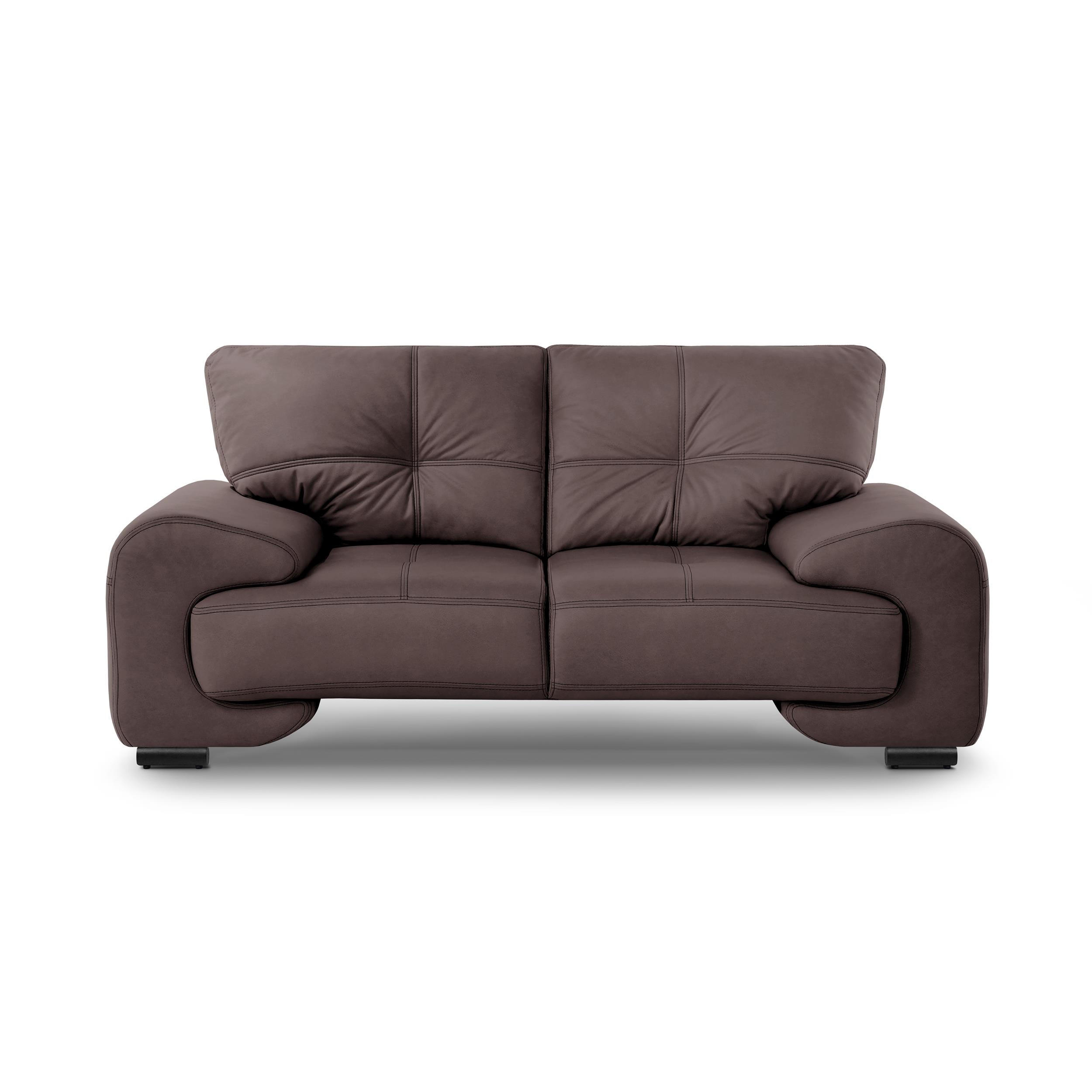Thumbnail - Beautysofa 2-Sitzer, Dunkelbraun, Leder, 185x88x98 cm, Wohnzimmer, Sofas & Couches, Sofas, 2-Sitzer Sofas