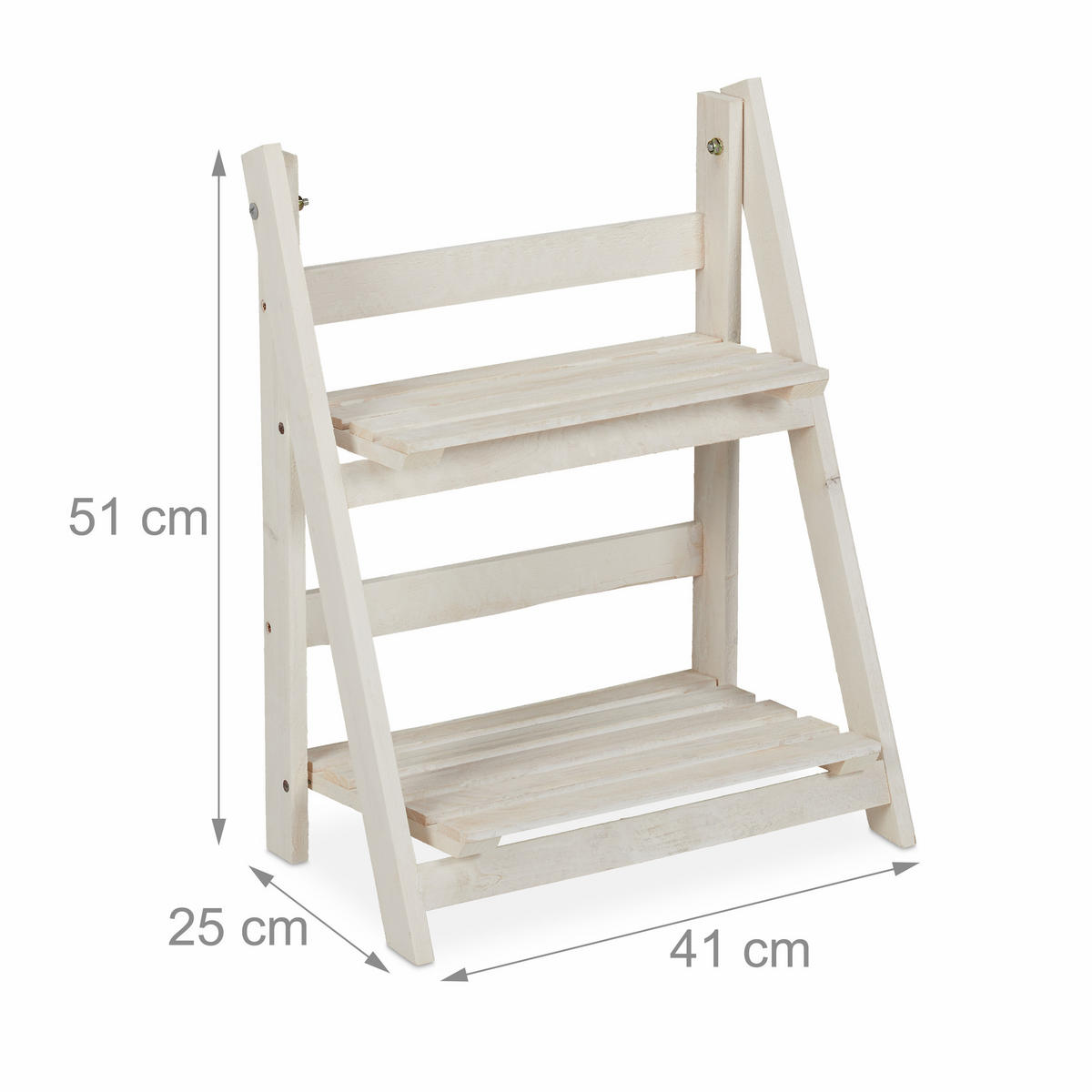 BLUMENTREPPE - Weiß, Holz (41/51/25cm) - Relaxdays
