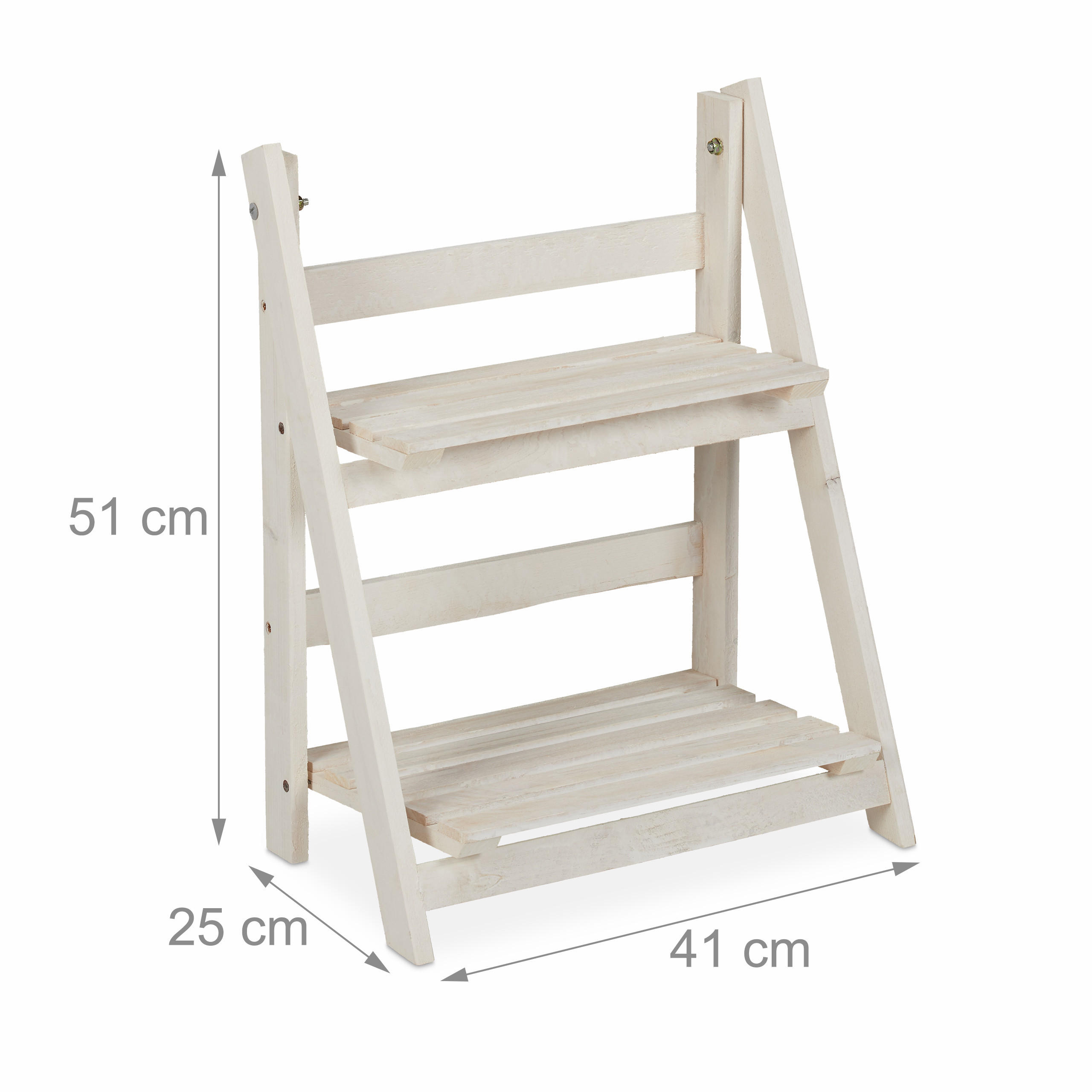 Thumbnail - Relaxdays Blumentreppe, Weiß, Holz, 41x51x25 cm, Wohnzimmer, Wohnzimmertische, Blumenständer