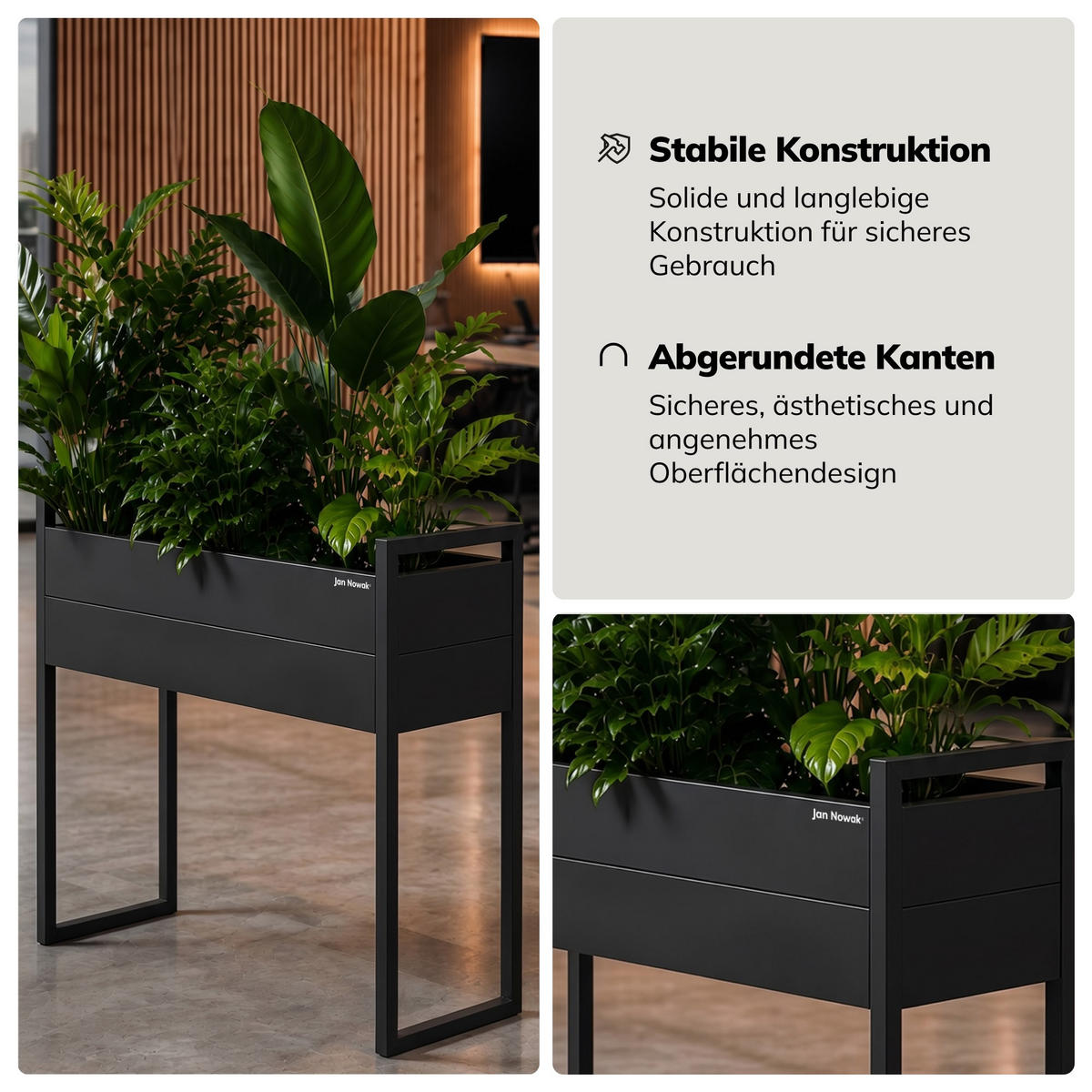 BLUMENKASTEN MARGARET H 100x100x38 cm - Anthrazit, Metall (100/100/38cm) - Jan Nowak