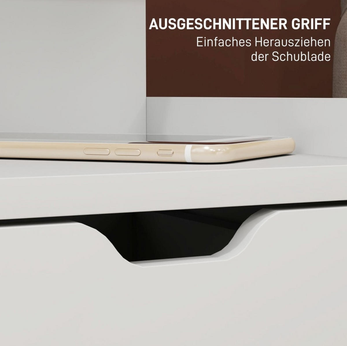 NACHTTISCH 40/60/30 cm Weiß aus Holz mit 2 Schubladen - Weiß, Holz (40/60/30cm) - OKMYHOME