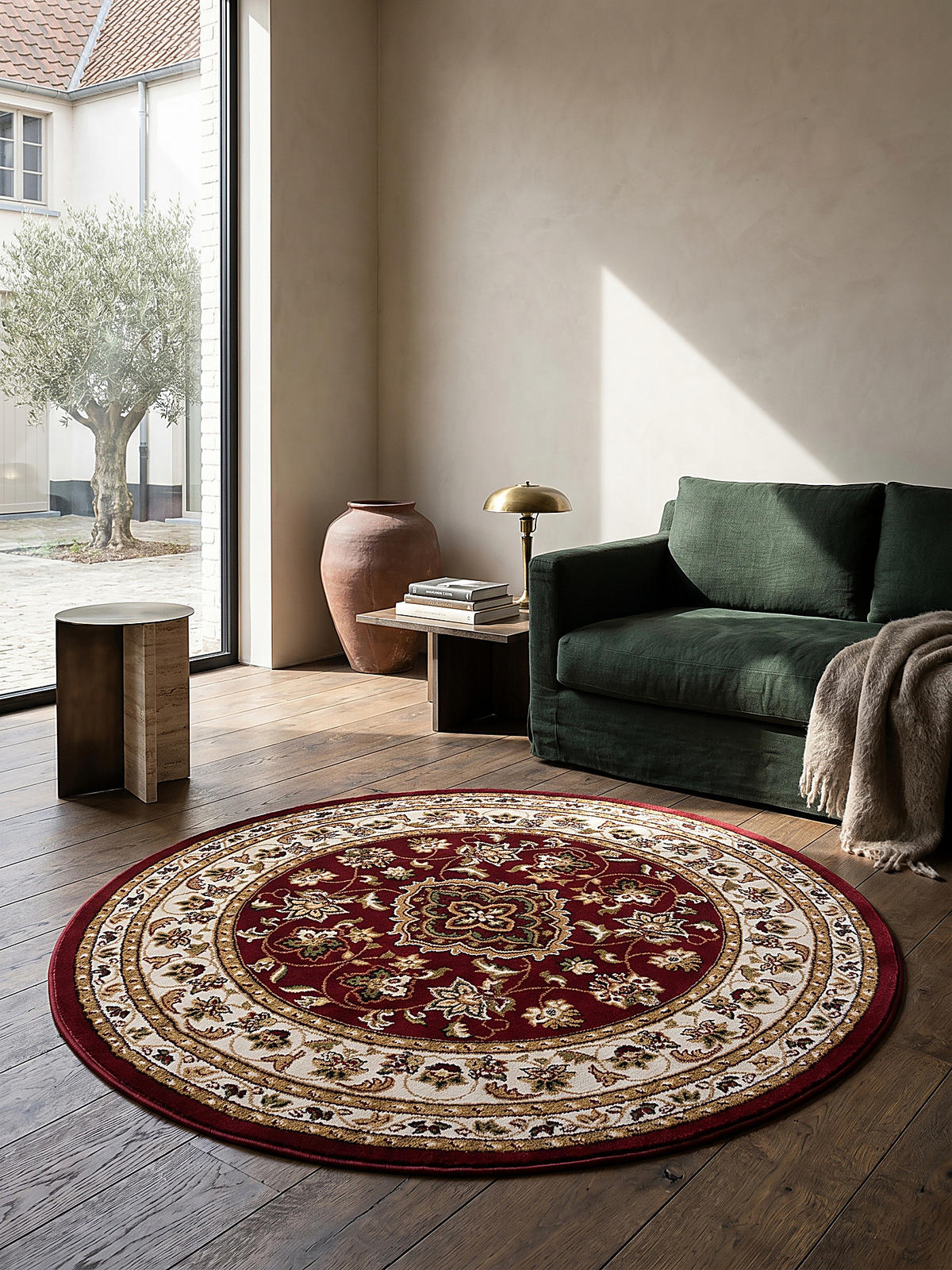 TEPPICH Traditionell-Floral-Design GLAZERT, Rot 133x133 cm - Rot, Textil (133/133cm) - KADIMA DESIGN