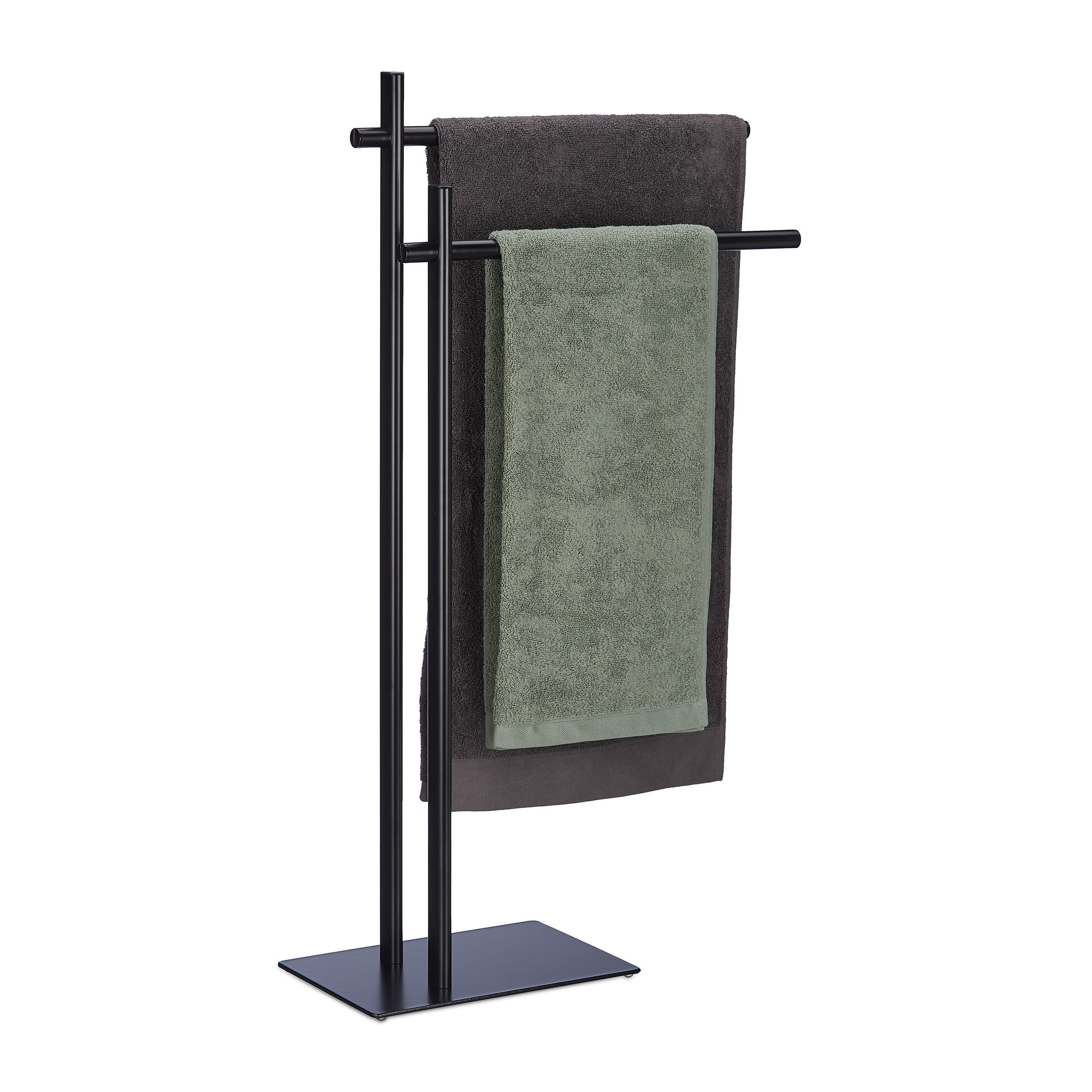 HANDDUKSH&Aring;LLARE Svart metall frist&aring;ende 2 st&auml;nger 87,5 cm 87.5/51/20 cm