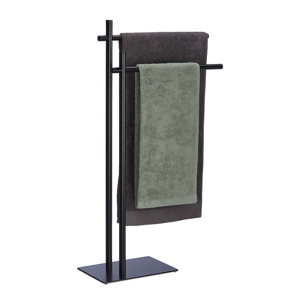 HANDTUCHHALTER - Schwarz, Metall (51/87.5/20cm) - Relaxdays