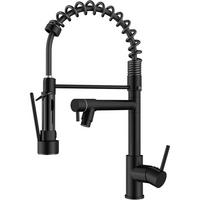 KÜCHENARMATUR Schwarz 360° Schwenkbar mit Doppelspray - Schwarz, Metall (10.7/44.2/20.5cm)