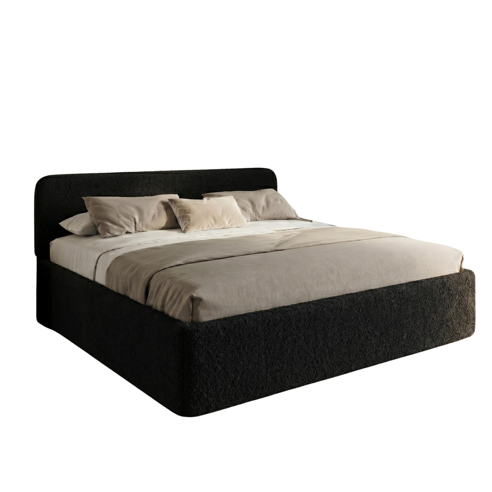 POLSTERBETT 200x200 cm Bonnell-Matratze H2 Bouclé Schwarz - Schwarz, Textil (200/200cm) - Home Collective