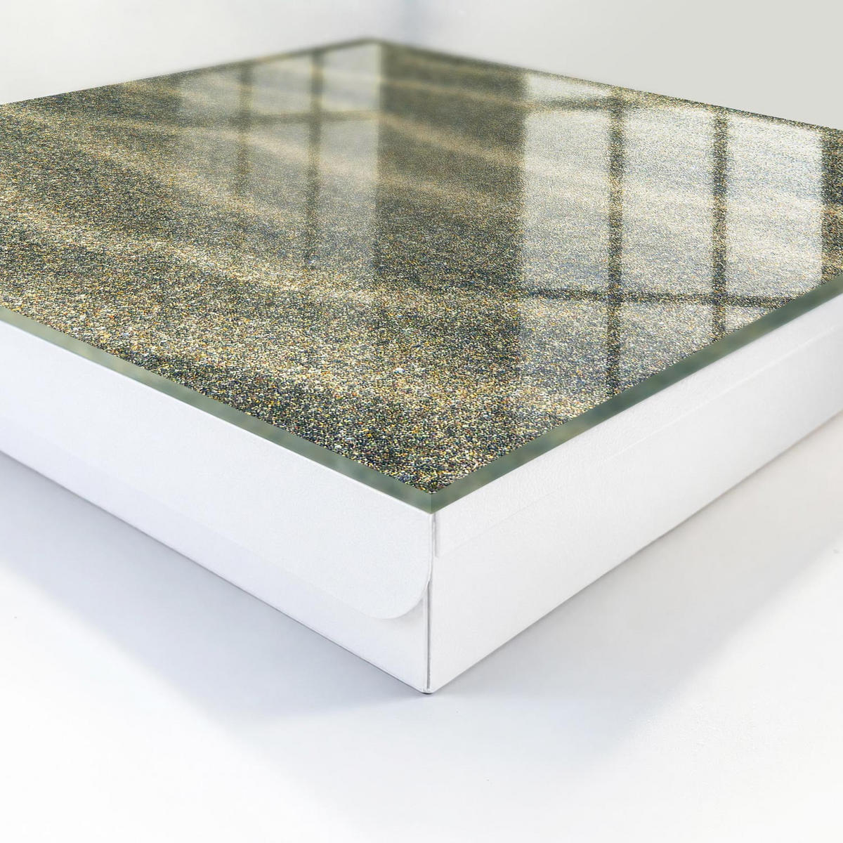 SCHLÜSSELBOX Weiß 30x30 cm – Türöffnung nach rechts - Sandwellen - Grau, Metall (30/30/5cm) - TULUP