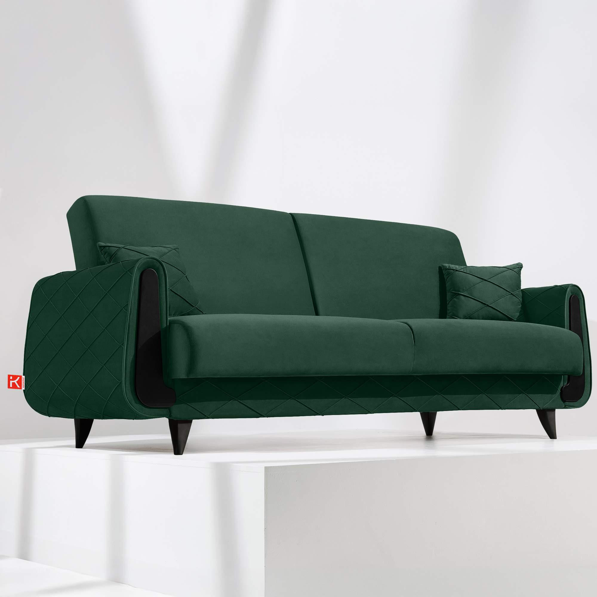 Thumbnail - Konsimo® 3-Sitzer-Sofa, Dunkelgrün, Holz, Holzwerkstoff, Textil, Fichte, Kiefer, 230x98x98 cm, Wohnzimmer, Sofas & Couch...