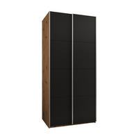 SCHWEBETÜRENSCHRANK 245,5/100/64 2-türig - Silberfarben/Schwarz, Holz/Metall (100/245/64cm) - Abiks Möbel