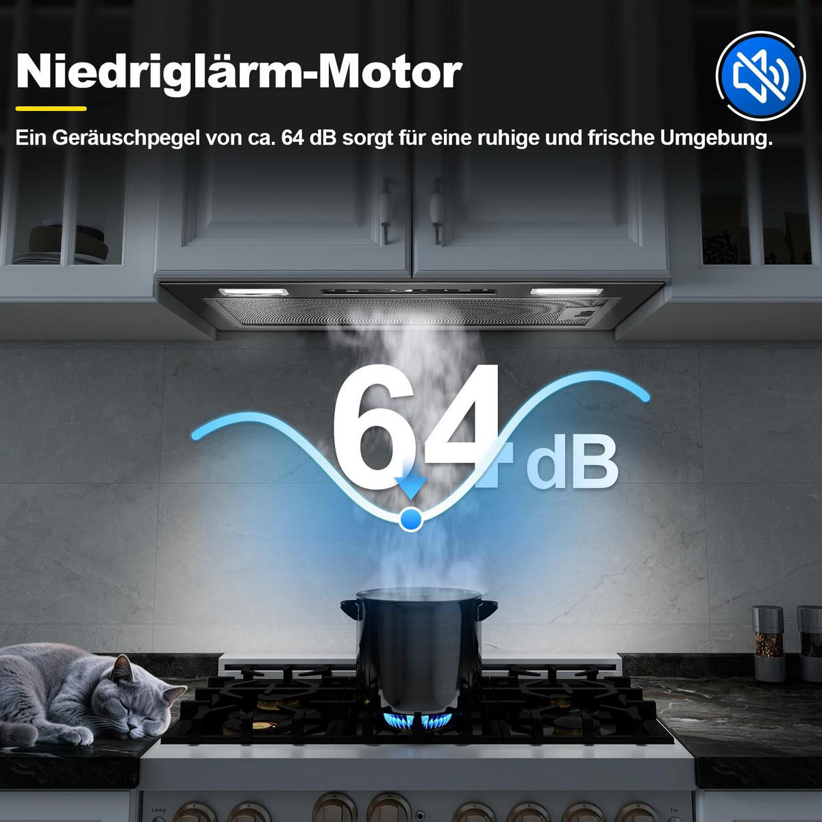 DUNSTABZUGSHAUBE Schwarz mit Touch-Bedienung, Aktivkohlefilter, Filter - Silberfarben, Metall (36.01/39.01/63.52cm) - Korfee