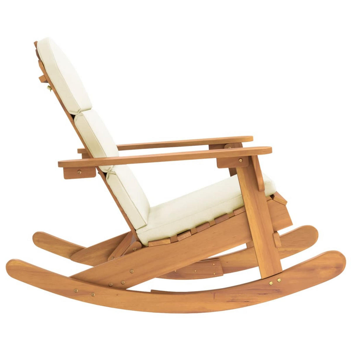ADIRONDACK-SCHAUKELSTUHL Mit Kissen Massivholz Akazie - Braun, Holz (75/90/105cm) - vidaXL