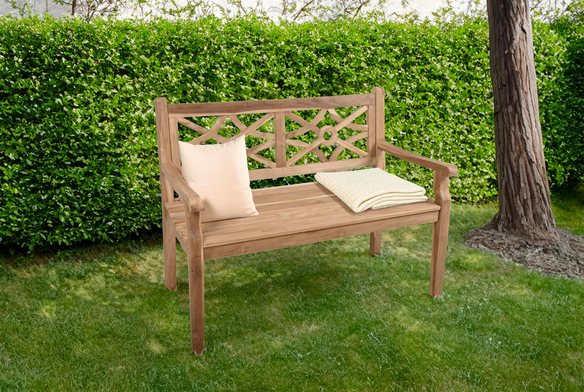 GARTENBANK Oliver 2-Sitzer Terrassenbank - Braun, Holz (120/92/64cm) - DELUKE