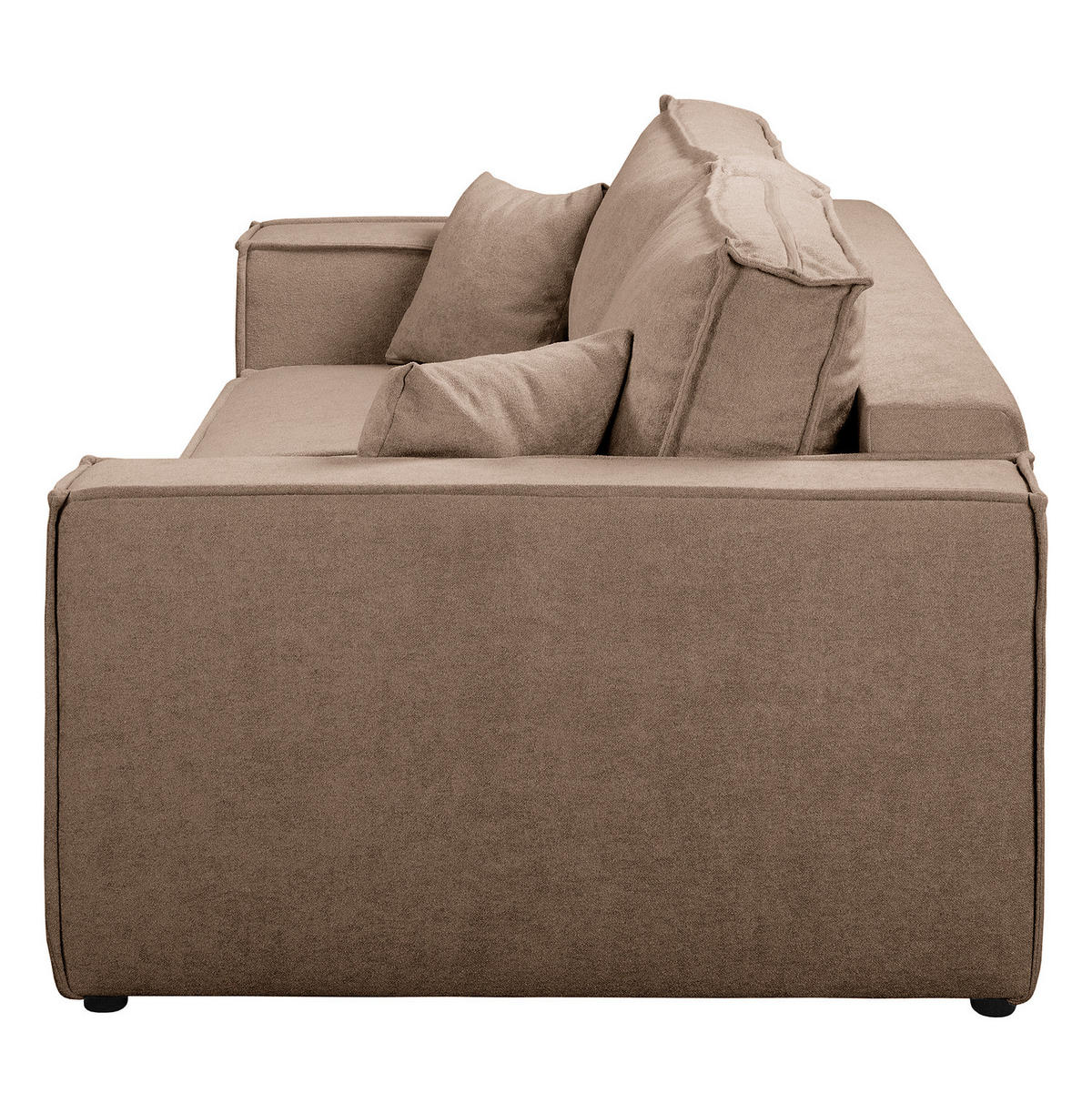 SCHLAFSOFA - Bouclé - Hellbraun/Schwarz, Kunststoff/Textil (255/70/105cm) - home24